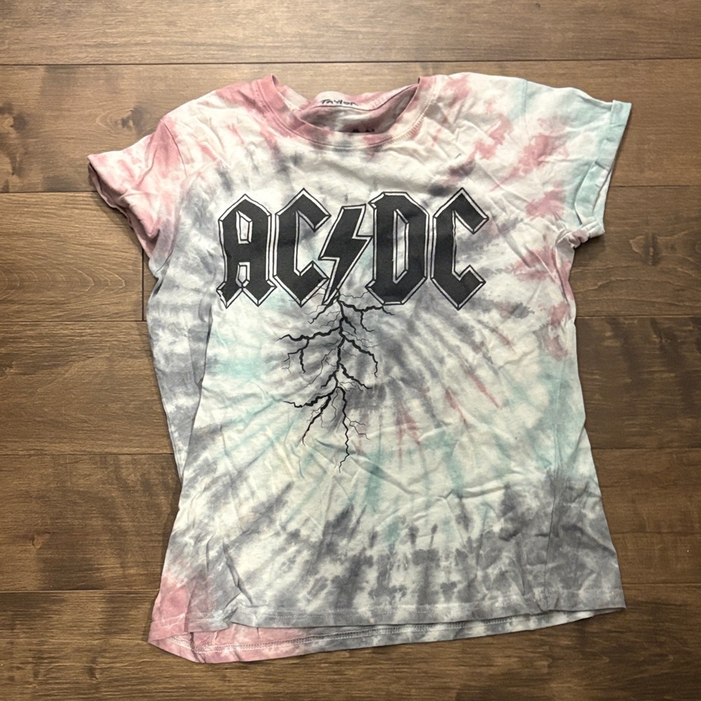 AC/DC Kids Tie-Dye T-Shirt - Pink, Blue, Gray